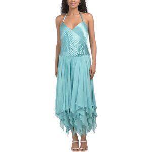 ISSUE NEW YORK Silk Blend Ruffle Hem Midi Dress